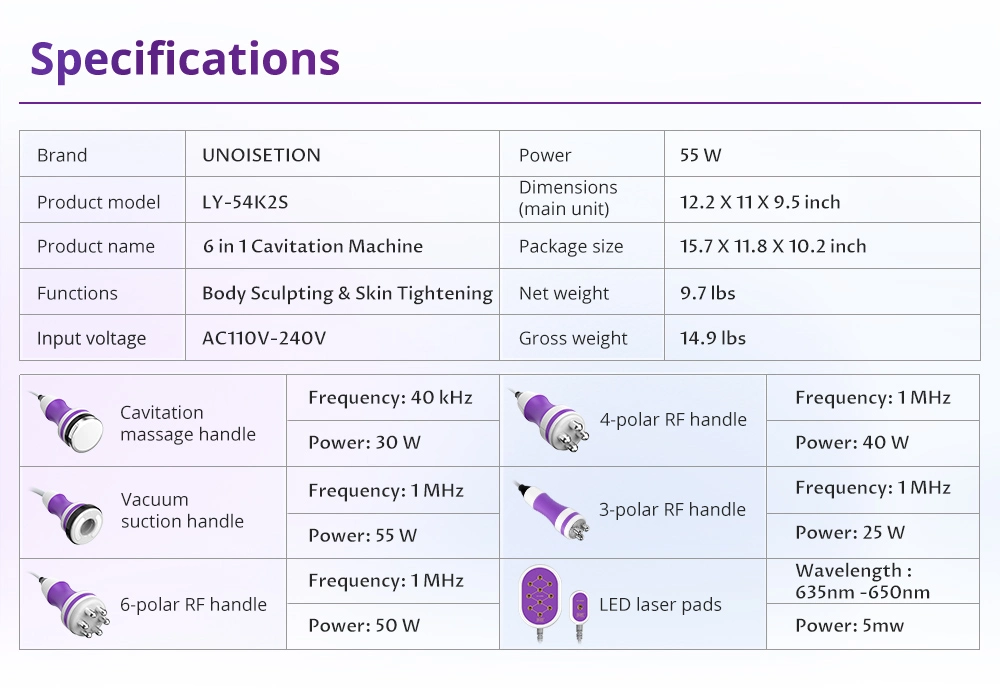 fat burning machine 6 in 1 parameters